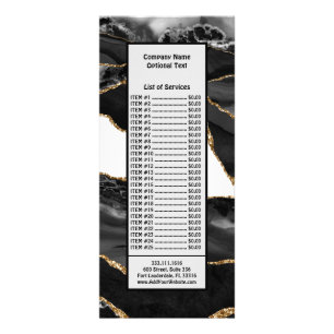 Faux Marbled Agate Black Stylish Stone Luxury Rack Card