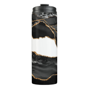 Faux Marbled Agate Black Stylish Stone Luxury Thermal Tumbler