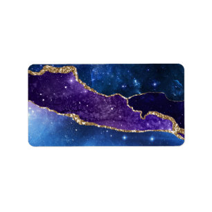 Faux Marbled Agate Stone Galaxy Sparkly Shining Label
