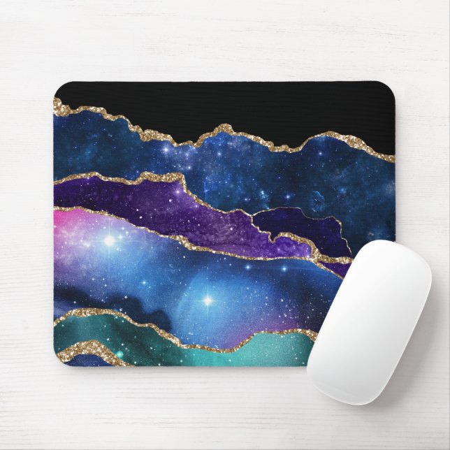 Faux Marbled Agate Stone Galaxy Sparkly Shining Mouse Pad (With Mouse)