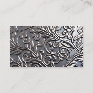 Faux Metal Business Card - Embossed damask unisex