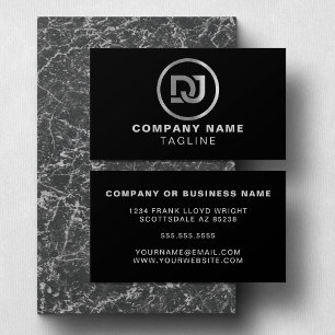 Faux Metal Modern Minimalist Cool DJ Business Card