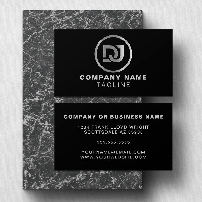 Faux Metal Modern Minimalist Cool DJ Business Card (Creator Uploaded)