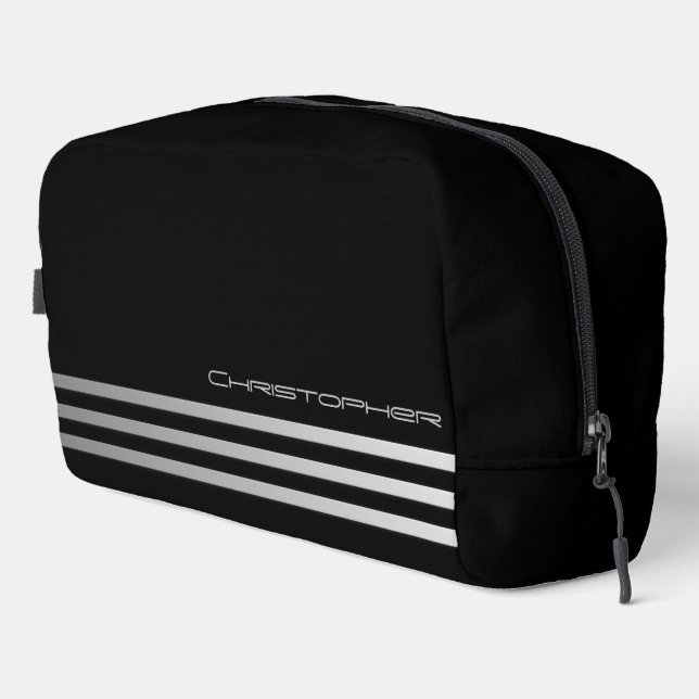 Faux Metallic Bars with Name Dopp Kit (Right Corner)