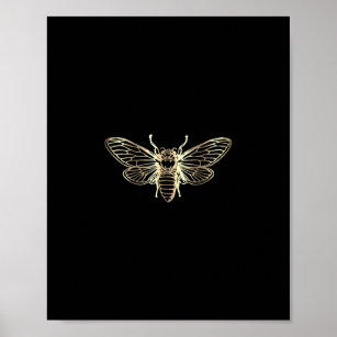 faux metallic effect bee poster