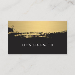 Faux Metallic Gold Brushed Black Business Card