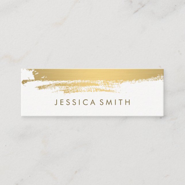 Faux Metallic Gold Brushed Mini Business Card (Front)