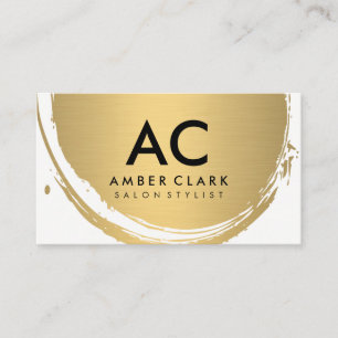 Faux Metallic Gold Brushed Monogram Business Card