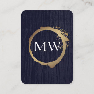 Faux Metallic Gold Velvet Blue with Monogram Business Card