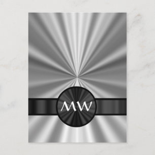 Faux metallic monogrammed postcard