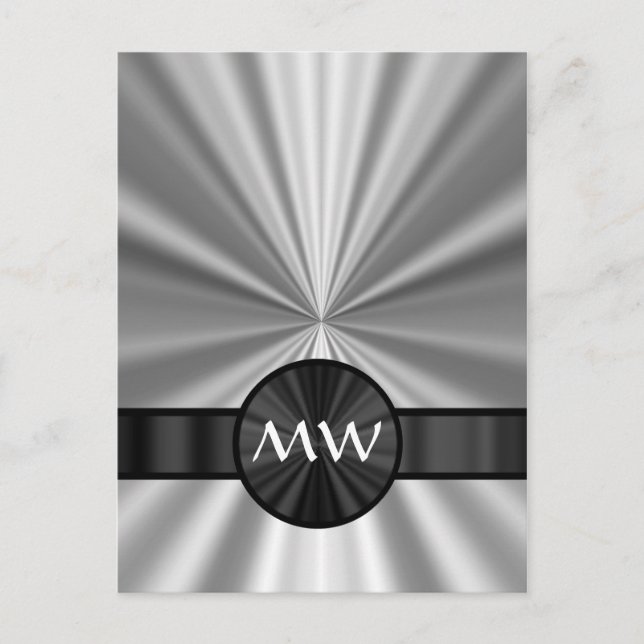 Faux metallic monogrammed postcard (Front)