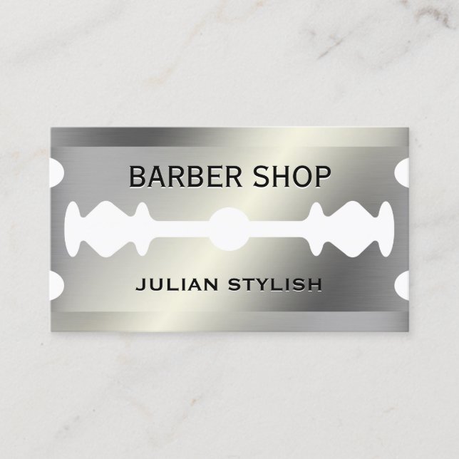 Faux metallic razor blade looking  business card (Front)
