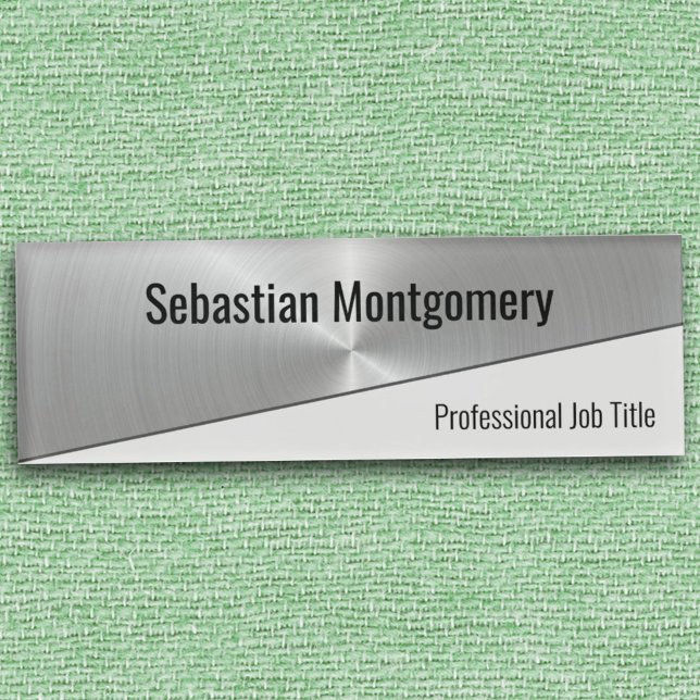 Faux Metallic Sheen Flare Geometric Professional Name Tag (Creator Uploaded)