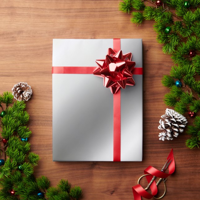 Faux Metallic Silver Gifting Template Customisable Wrapping Paper (Holiday Gift)