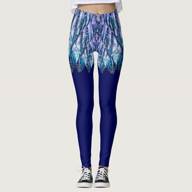 Faux Mini Feathers Skirt Funny Leggings (Front)