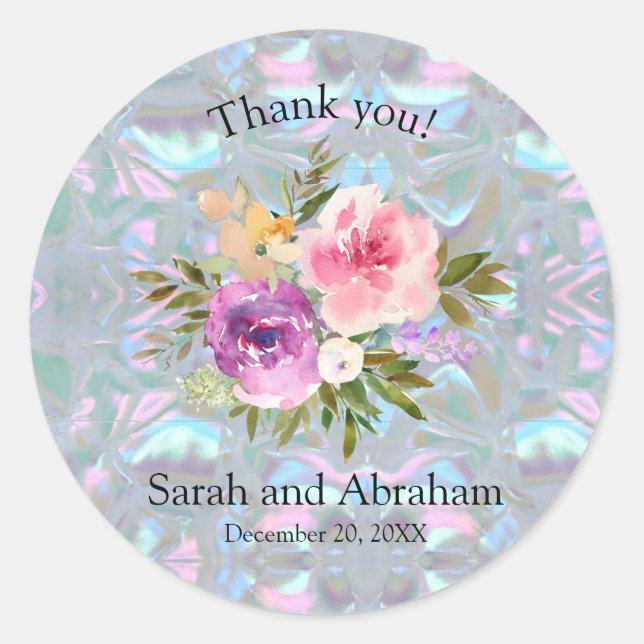 Faux Mother of Pearl  Classic Round Sticker (Front)
