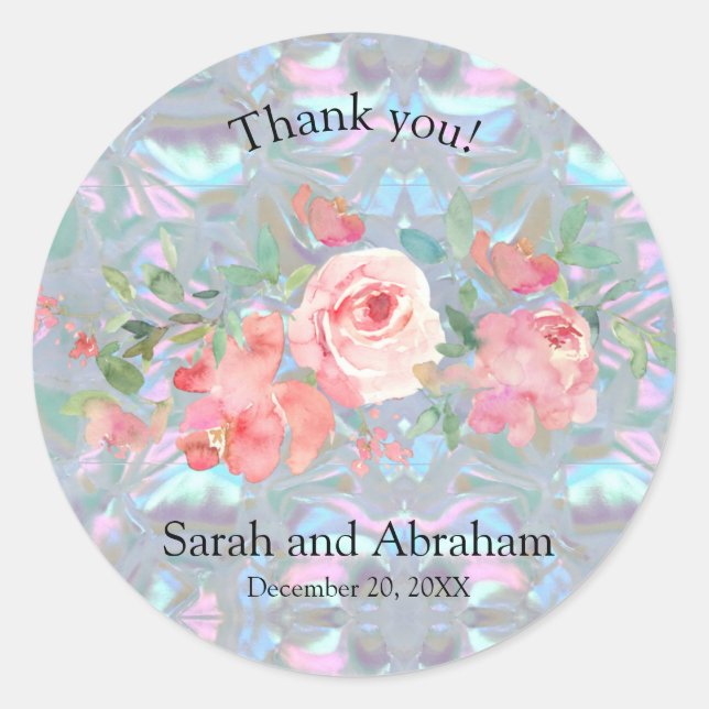 Faux Mother of Pearl  Classic Round Sticker (Front)