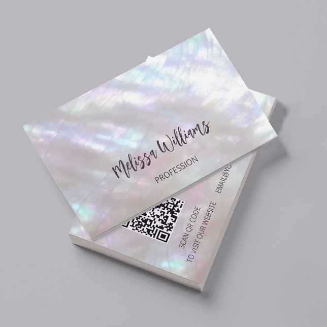 FAUX  Mother-Of-Pearl Qr Code Business Card (Creator Uploaded)