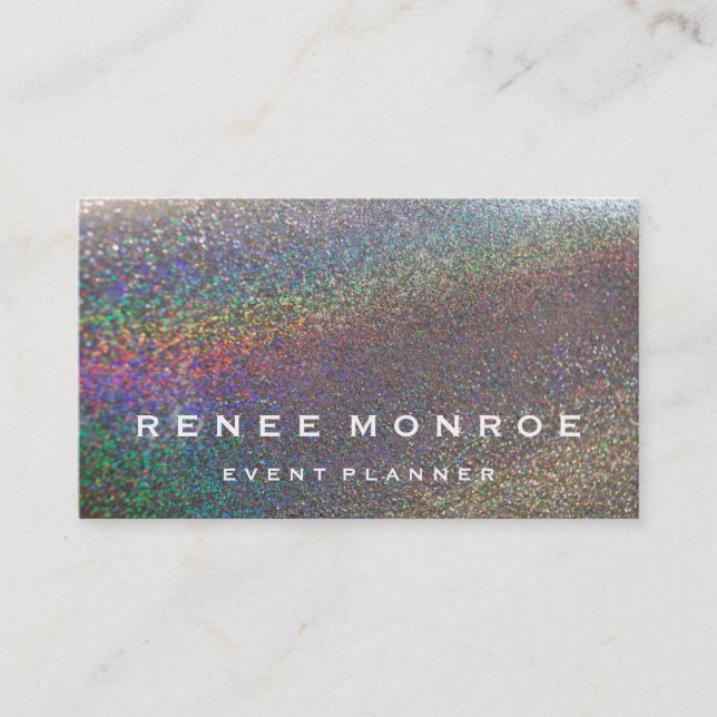 Faux Multi Glitter Fun Modern Business Card (Front)