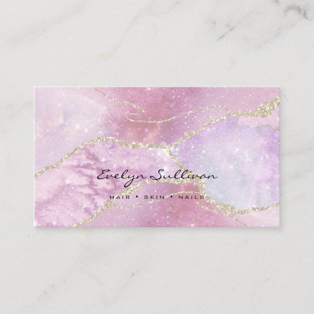 faux nacre pink design business card (Front)