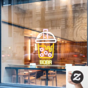 Faux Neon Boba Bubble Tea Front 