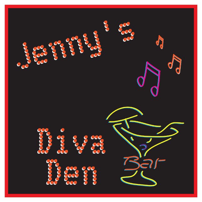 Faux Neon Diva Den Timepiece Square Wall Clock (Creator Uploaded)
