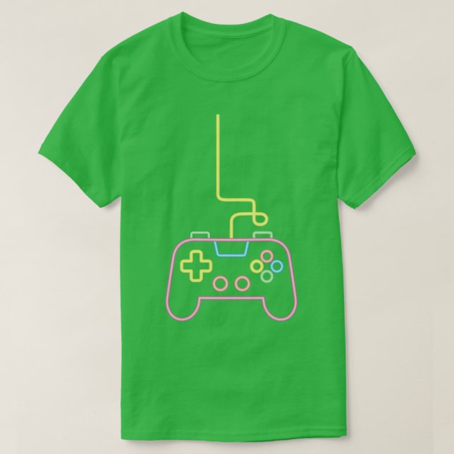 Faux Neon Game Console Controller Gamer T-Shirt (Design Front)