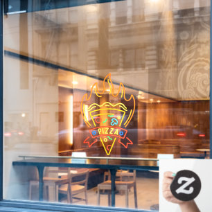 Faux Neon Hot Pizza Flames Restaurant