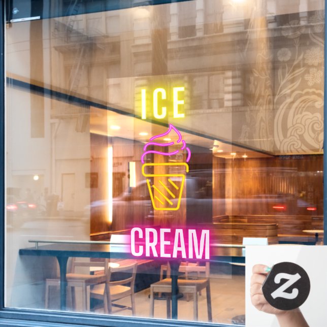 Faux Neon Ice Cream Cone Business  (Cafe Window)