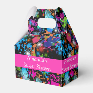 Faux Neon, Paint Splatter, Sweet Sixteen, Custom Favour Box