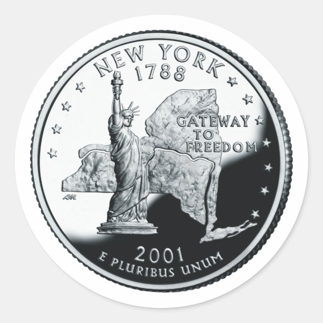 Faux New York State Quarter Sticker (Front)