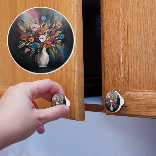 Faux Oil Painted Flower Vase  Ceramic Knob (Creator Uploaded)