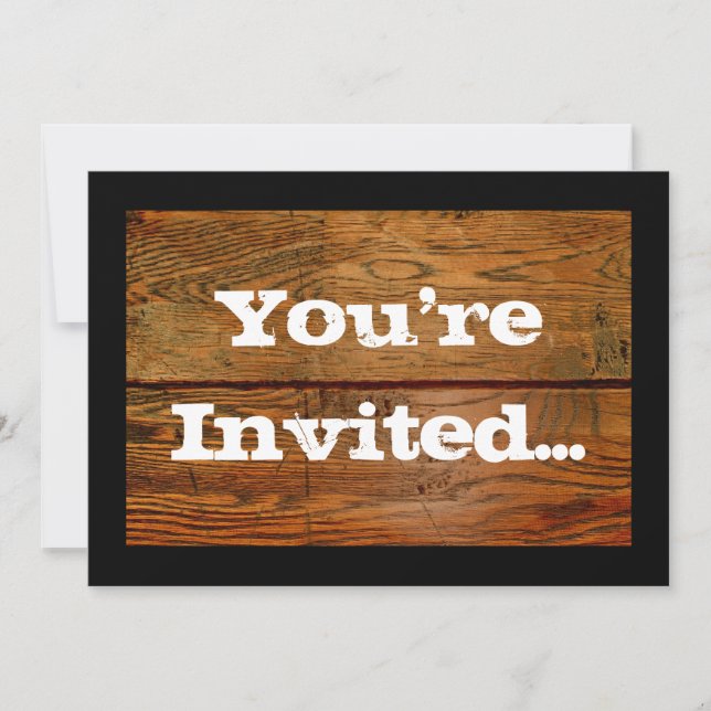 Faux Oiled Wood Plank Personalised Custom Invitation (Front)