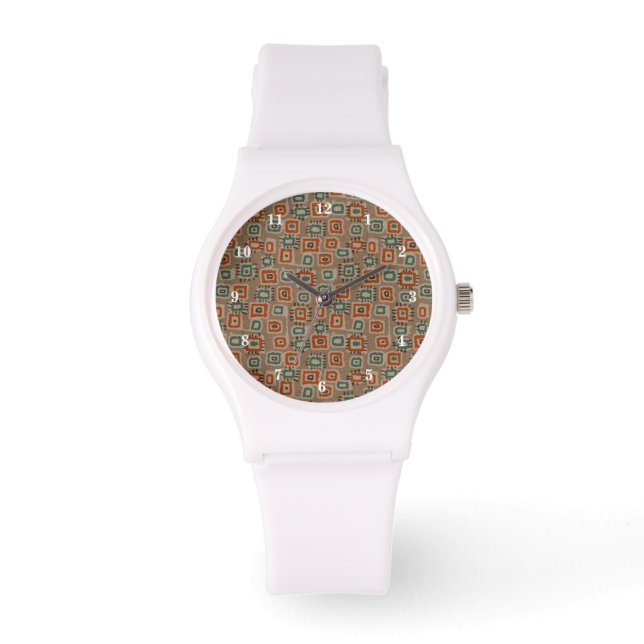 Faux Old Cloth Patches Art Watch (Front)