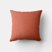 Faux Orange Leather Throw Pillow
