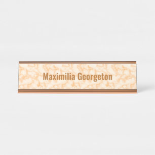 Faux Orange Marble Desk Name Plate