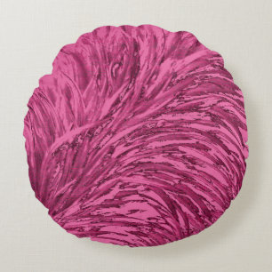 Faux Ostrich Texture Effect Design-Pink Round Cushion