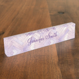 Faux Pale Purple Herringbone Wood Pattern Nameplate