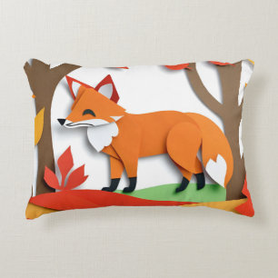 Faux Papercraft Fox Picture Cute Animal Decorative Cushion