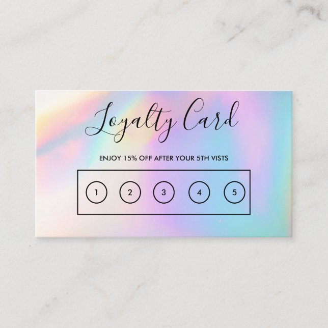 Faux Pastel Holographic Custom Loyalty Card (Front)