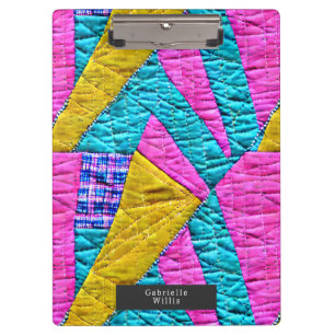 Faux Patchwork Quilt Boho Folk Art Inspired Clipboard