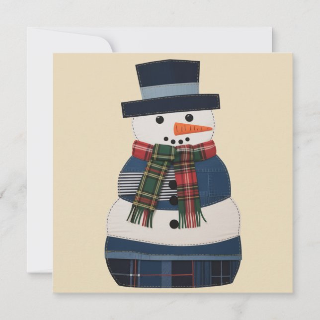 Faux Patchwork Snowman Holiday Xmas (Front)