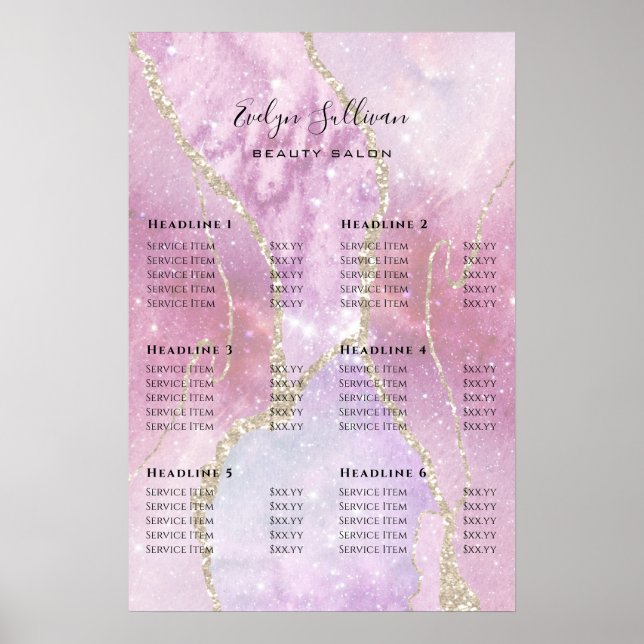 Faux Pearlescent Effect Price List Poster (Front)