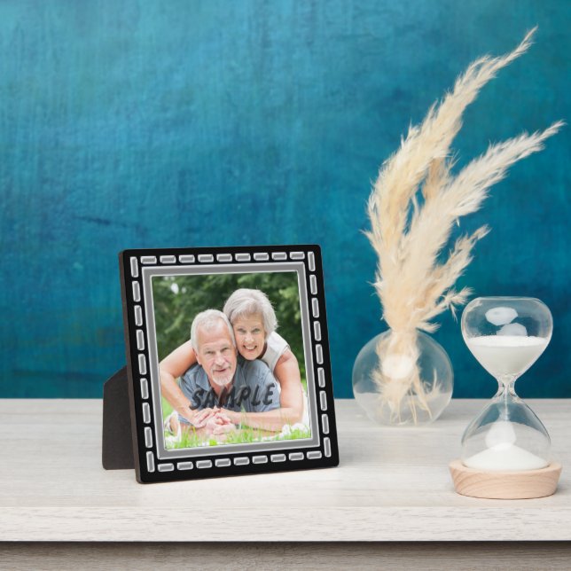 Faux Pewter Silver Anniversary Photo Template Plaque (Insitu)