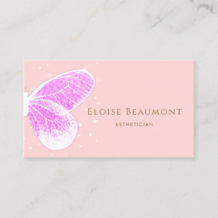 Faux Pink Glitter Butterfly Business Card