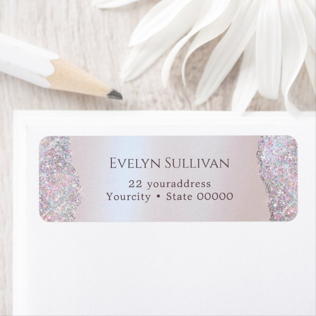 Faux Pink Glitter Foil Return Address Label (Insitu)