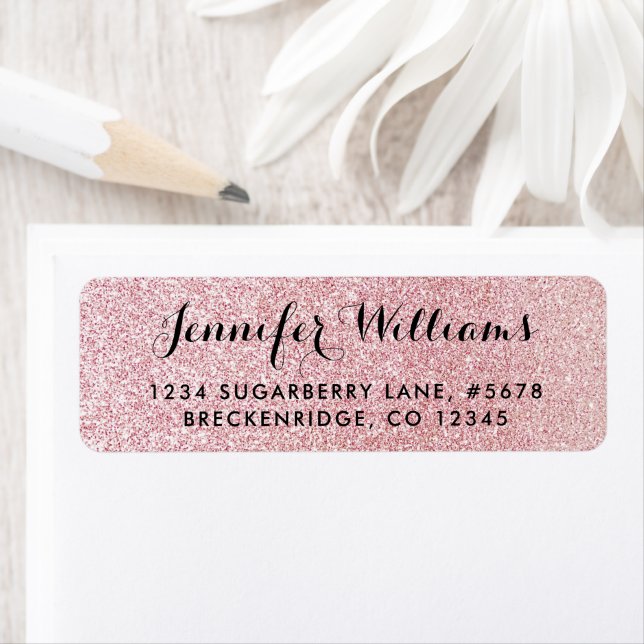 Faux Pink Glitter Look Return Address Label (Insitu)