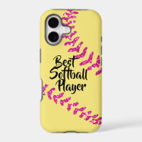 Faux Pink Glitter Softball Stitches