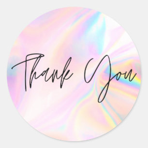 Faux Pink Holographic Business Thank You Classic Round Sticker
