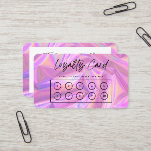 Faux Pink Holographic Custom Loyalty Card